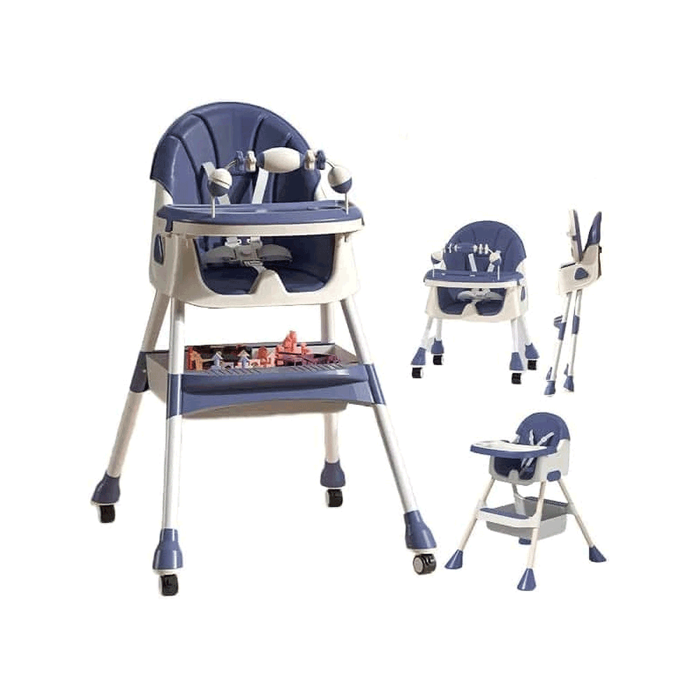  كرسي طعام فانتاستيك كيدز تويز للأطفال مع صينية مزدوجة وطاولة لعب - أزرق 