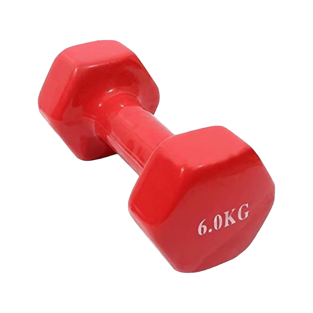 دمبل رياضي لتمارين اللياقة البدنية وزن 6 كجم - أحمر