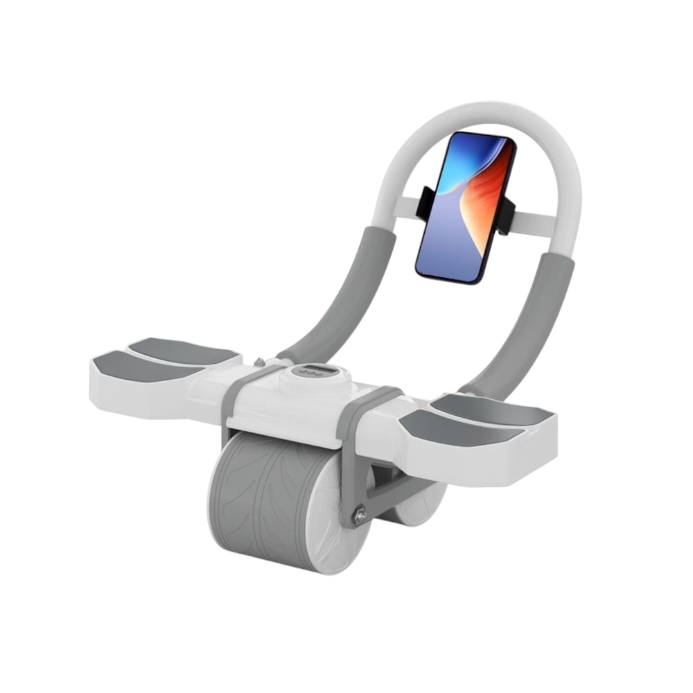 رولر اداة تمرين عضلات البطن مع حامل هاتف - أبيض