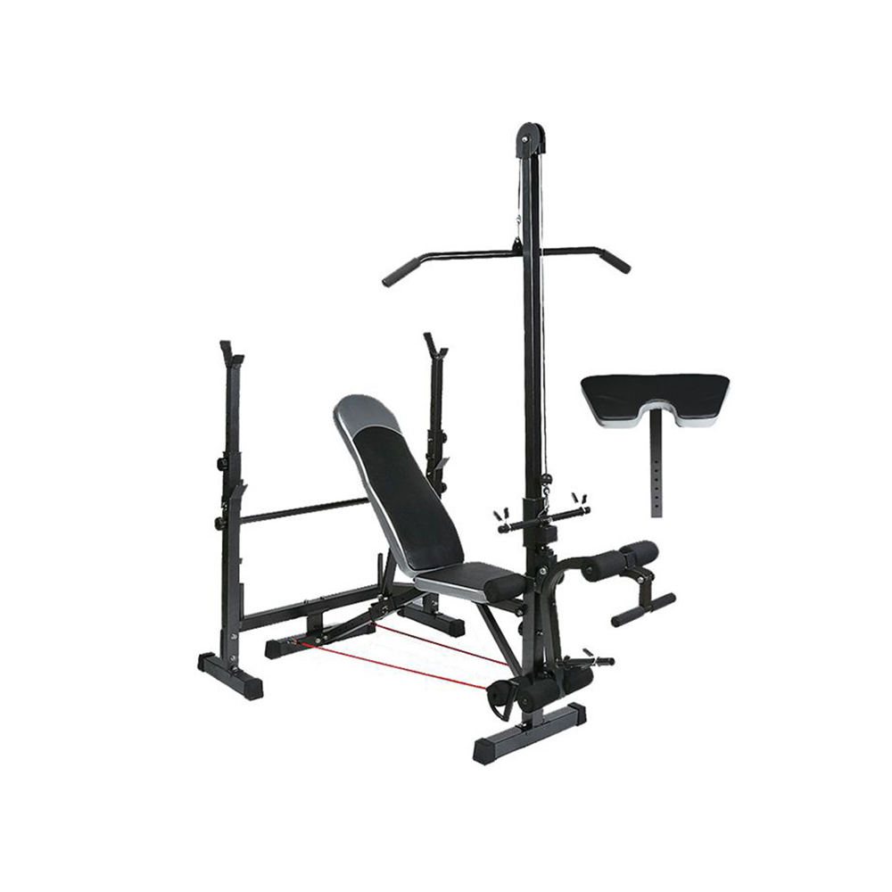 مجموعة البنش برس متعددة الوظائف مع حامل قرفصاء موديل 0606 - أسود