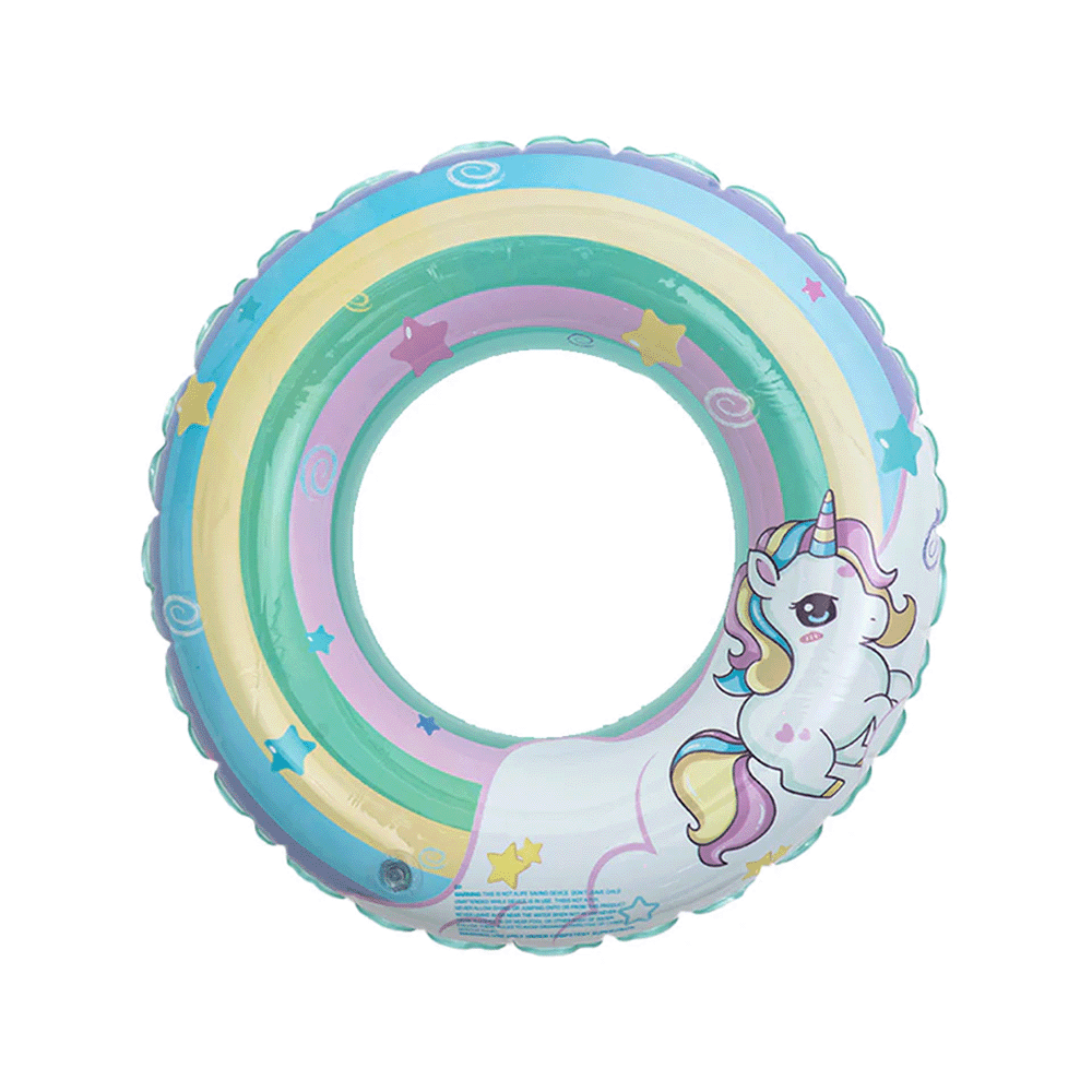 عوامة سباحة للأطفال بتصميم يونيكورن بألوان قوس قزح - متعدد الألوان