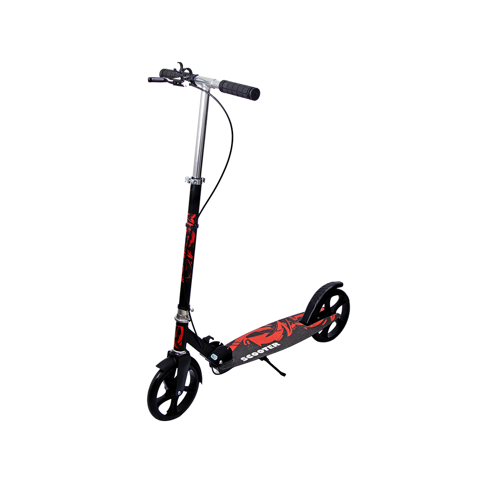 سكوتر ألومنيوم بعجلات كبيرة و فرامل إيقاف - أسود 