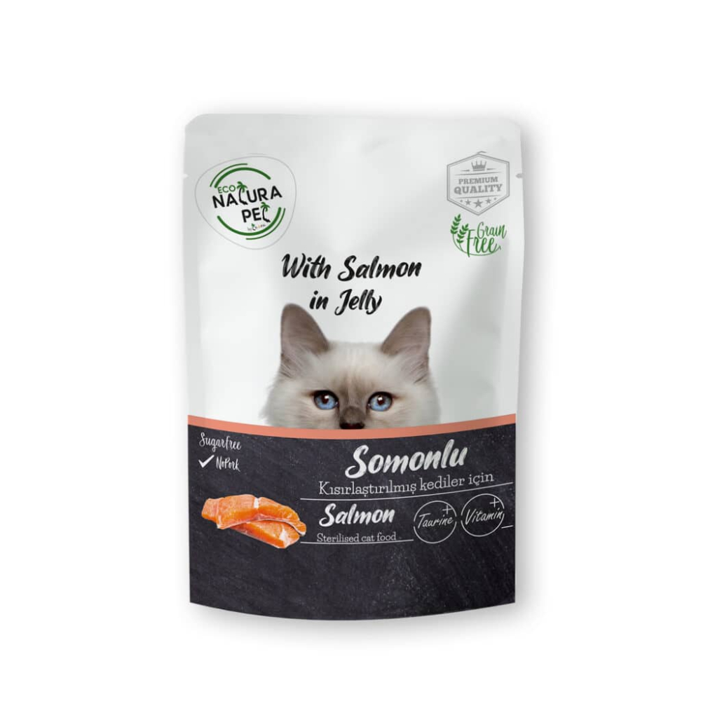 ناتورا ظروف اكل رطب بالسلمون 85 جرام
