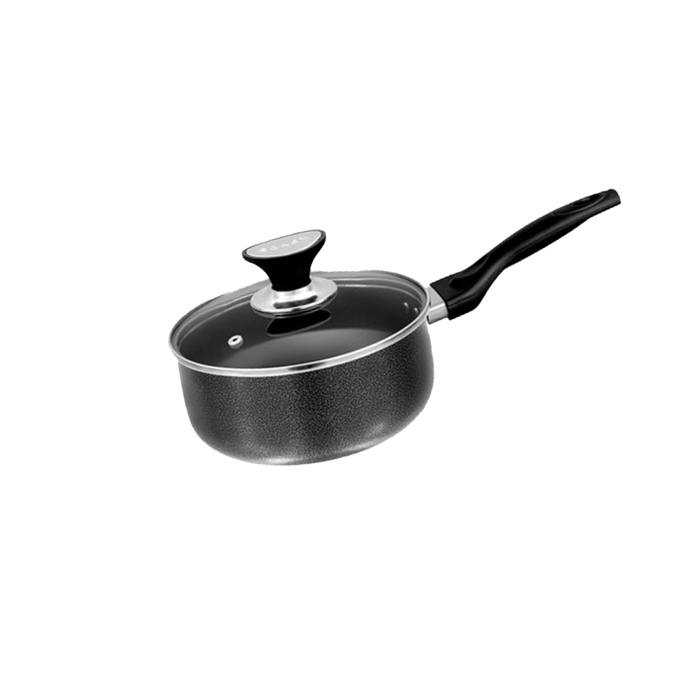 سونكس قدر طهي ألومنيوم بغطاء زجاجي و مقبض معزول مقاس 20 سم - أسود