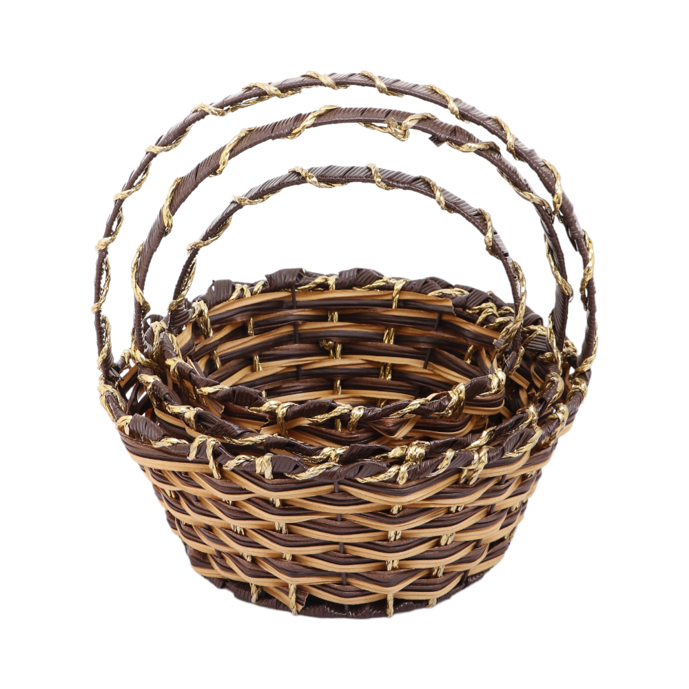 طقم سلات خزف دائرية مع تعليقة - 3 قطع