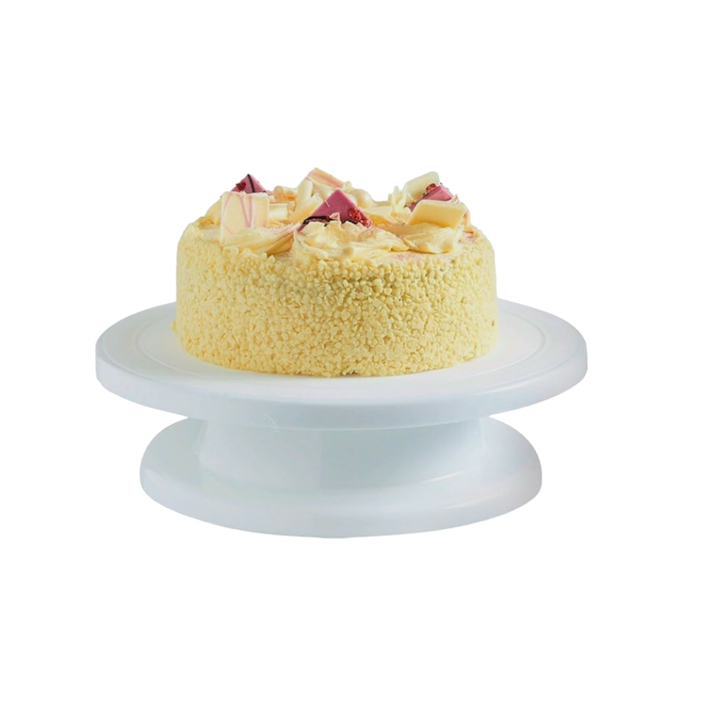 حامل دوار لتزيين الكيك يدور 360 درجة 28 سم بلاستيك - ابيض