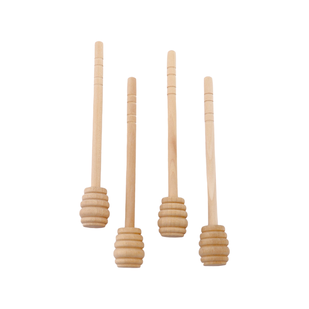 طقم ملاعق عسل خشبية 14 سم - 4 قطع