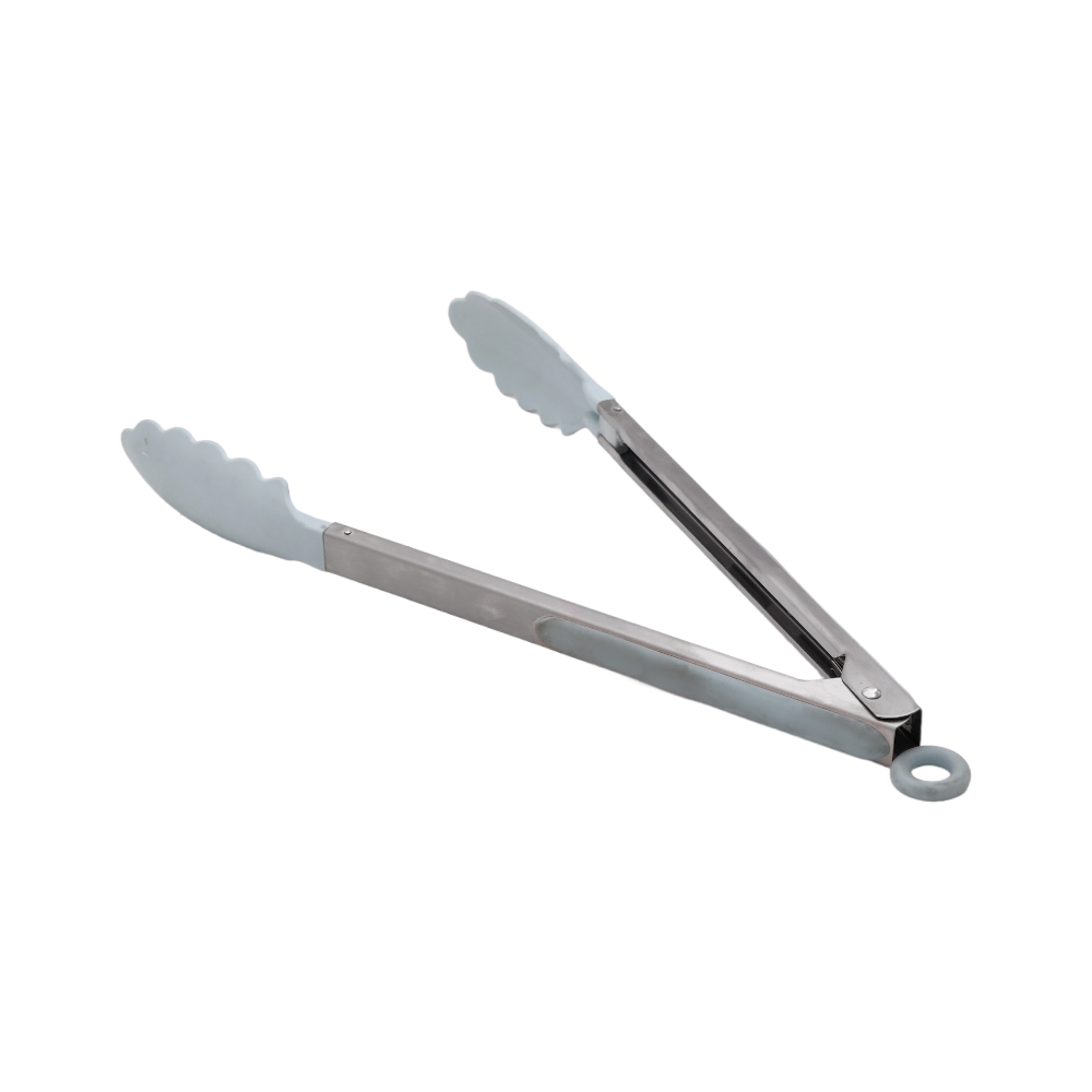 داني هوم ملقط طعام ستانلس ستيل بمقبض سليكون متعدد الاستخدامات - أخضر