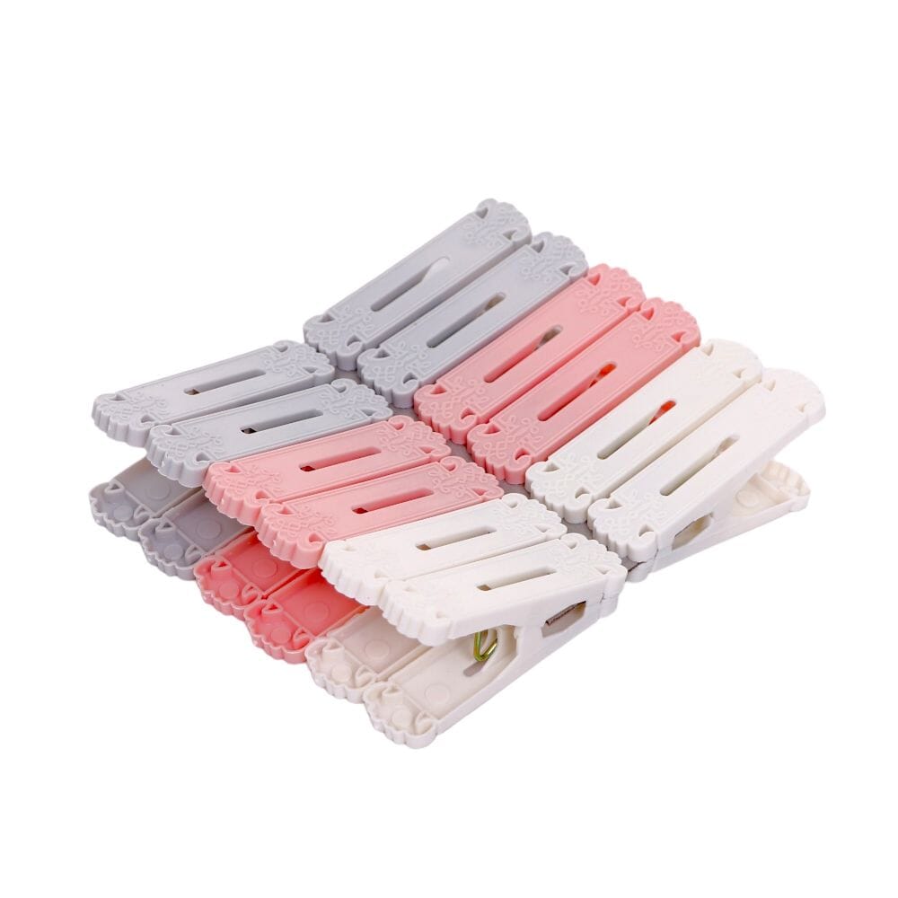 مشابك غسيل بلاستيك بثلاثة الوان مختلفة - 12 قطعة