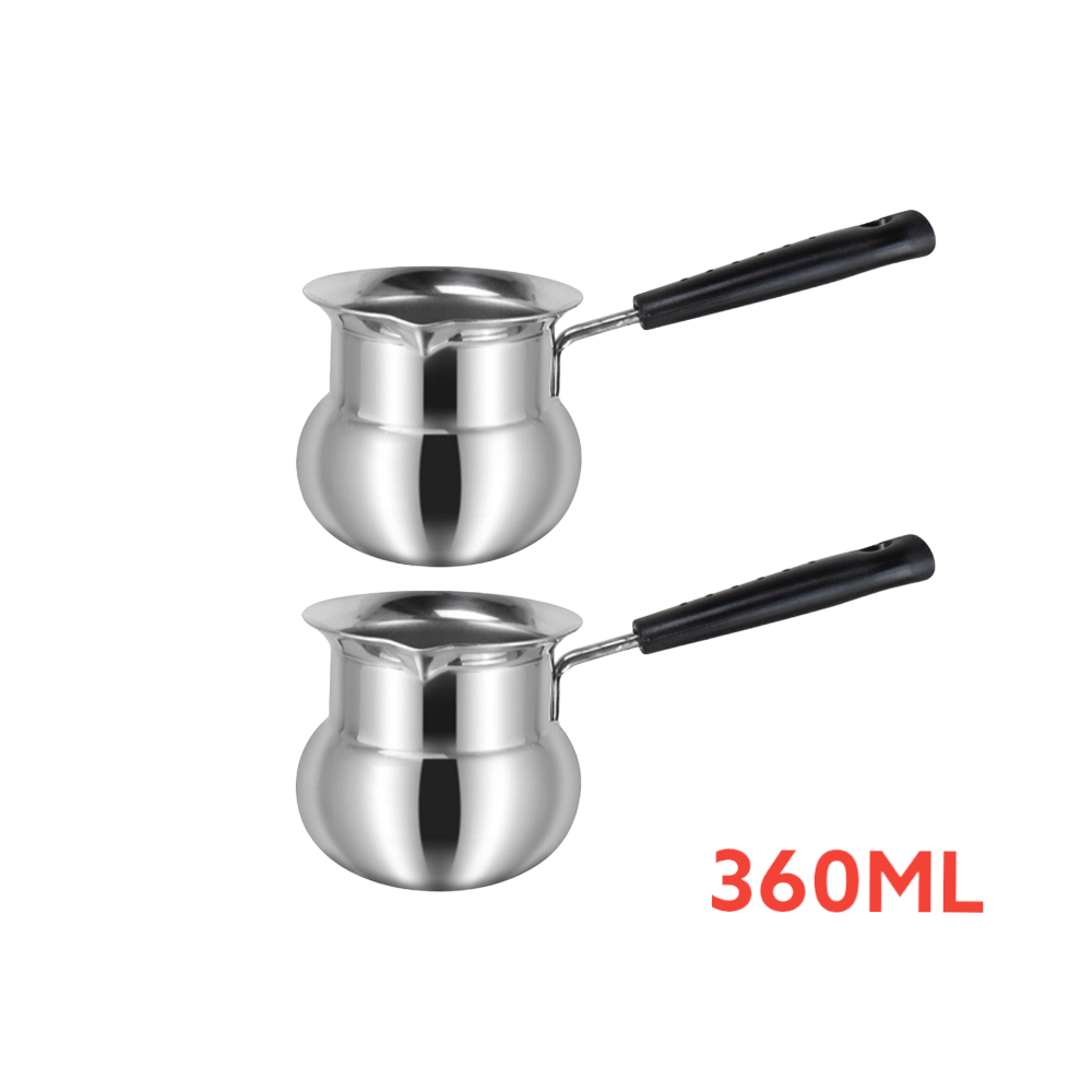 طقم جزوات استيل فضي صغير سعة 360 مل - قطعتين