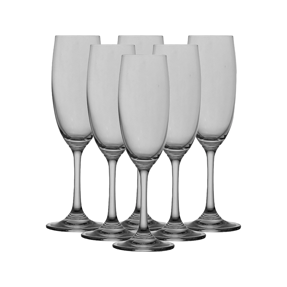 طقم كاسات عصير زجاجية شفاف بقاعدة طويلة سعة 280 مل - 6 قطع