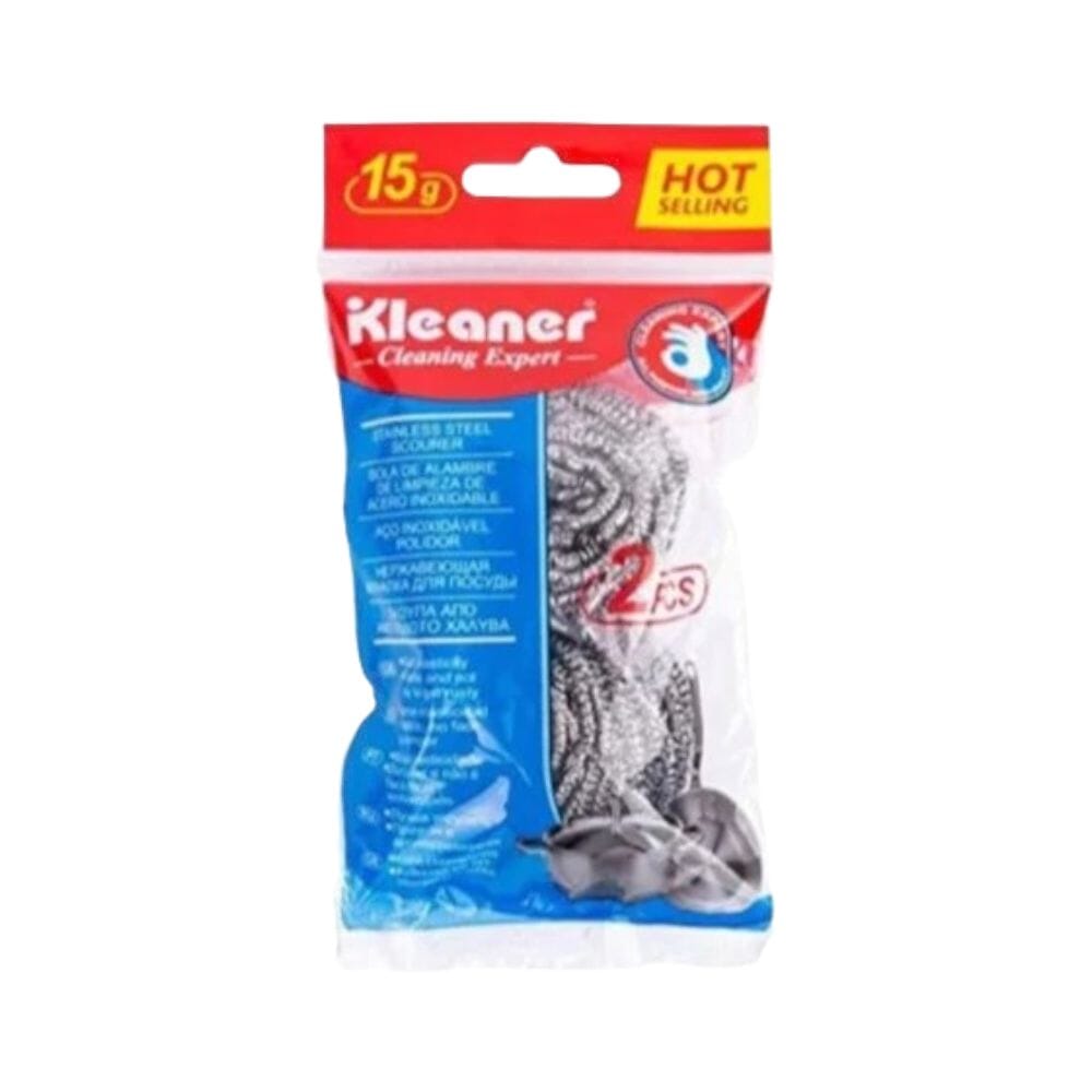  كلينر طقم ليف سلك استانس استيل فضي لتنظيف للأطباق - قطعتين