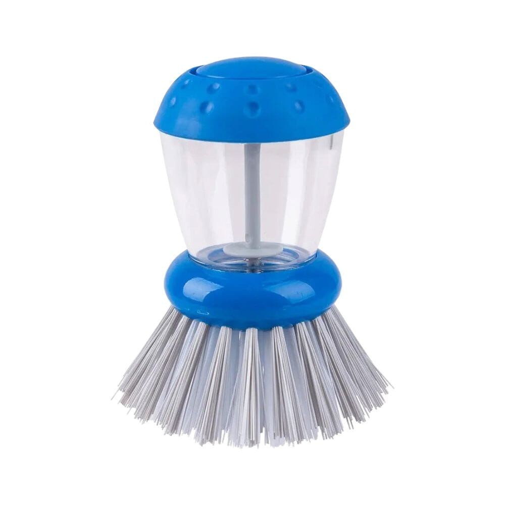 كلينر فرشاة جلي الأطباق بخزان صابون بلاستيك - أزرق 