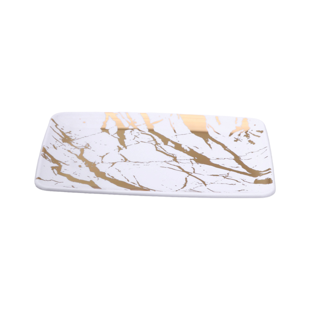 صحن تقديم بلاستيك مستطيل - أبيض