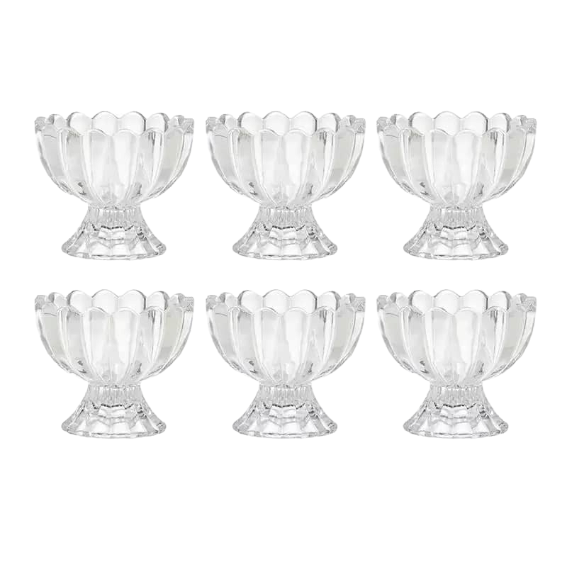 طقم مطايب زجاج لتقديم الآيسكريم و الحلويات - 6 قطع