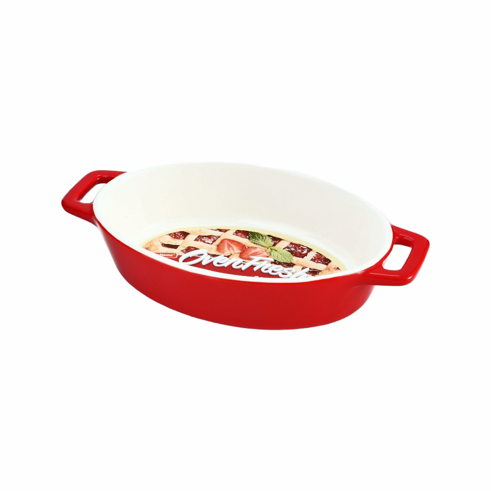 داني هوم طبق بورسلان حراري متين مبقابض جانبية - 23 سم أحمر