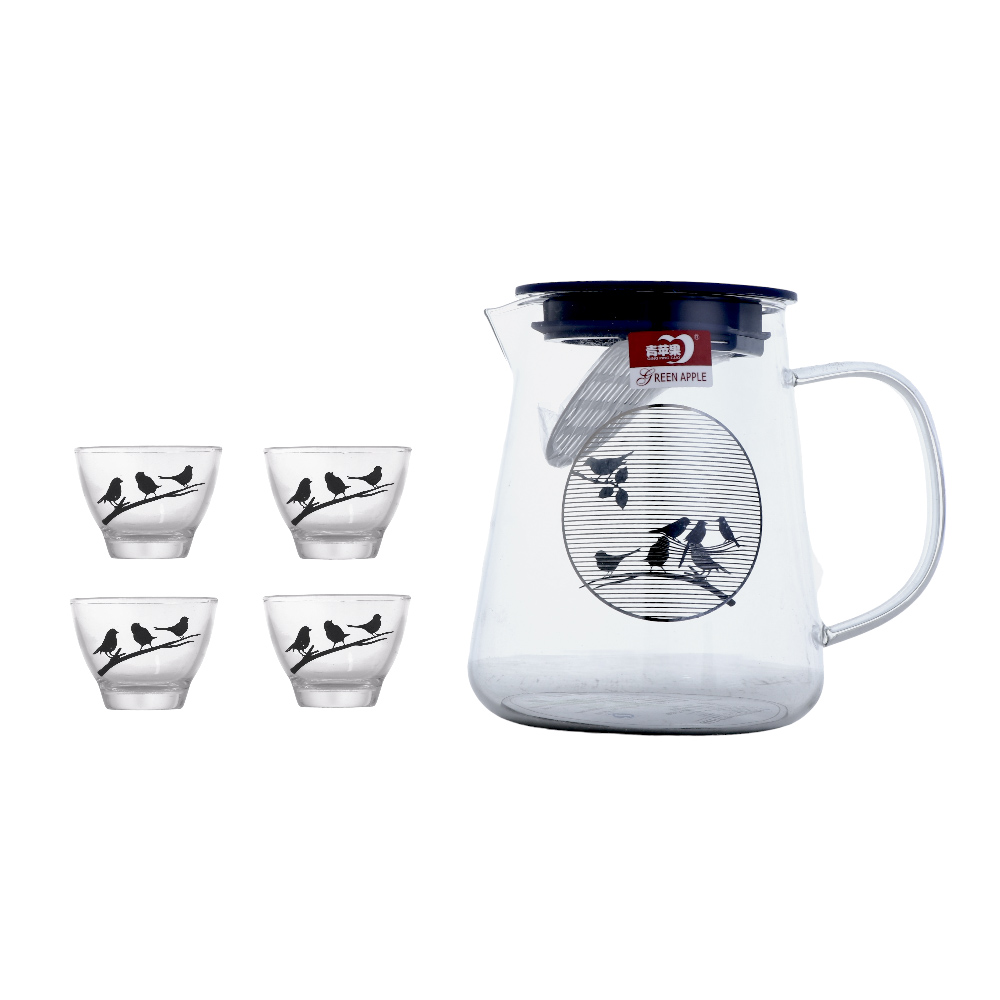 طقم جاك عصير مع كاسات زجاجية شفافة سعة 750 مل