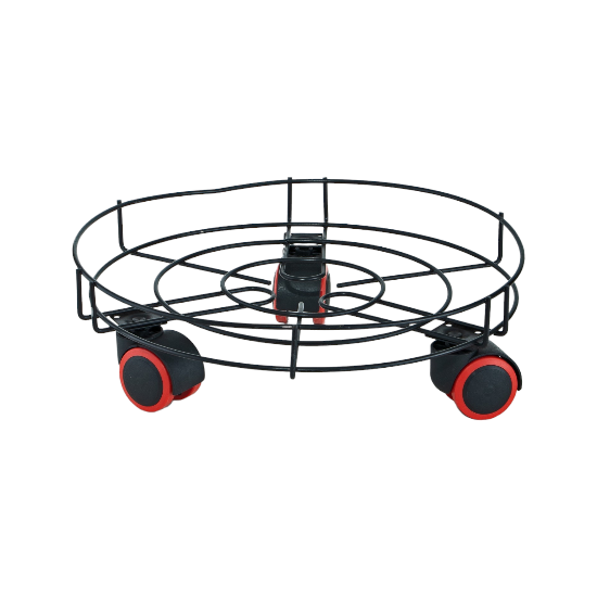 قاعدة أسطوانة غاز بعجل متحرك - أسود