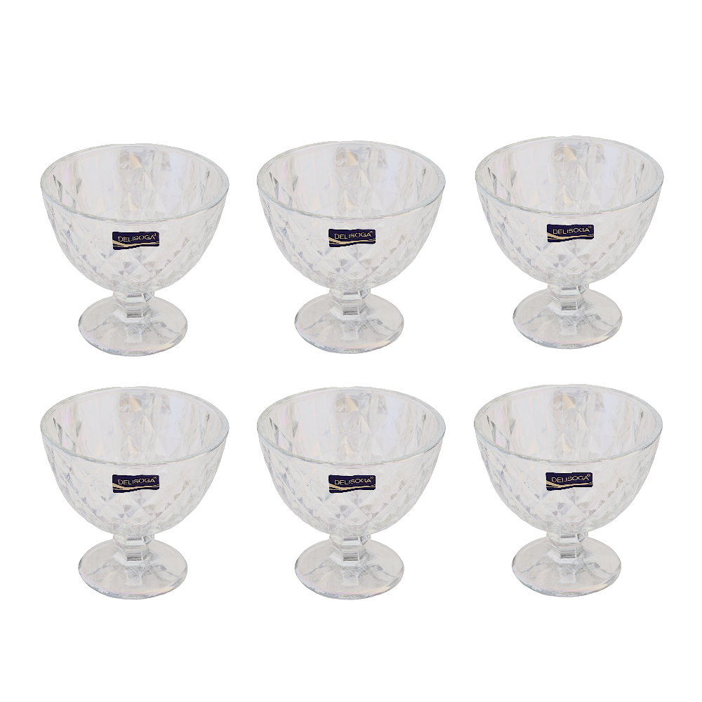 ديليسوجا طقم مطايب حلا و آيسكريم زجاجية أبو جلاس - 6 قطع