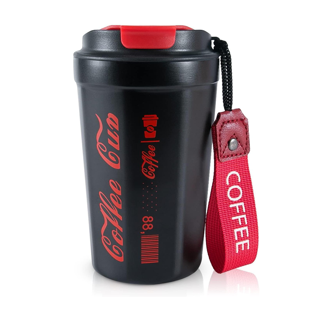 كوفي كوب مج قهوة ستانلس استيل معزول حافظ للحرارة- أسود