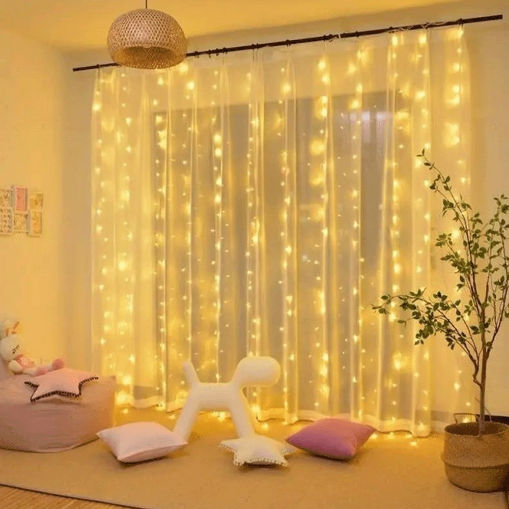 شلال أضواء زينة تعمل بالكهرباء قوة 80 وات - 3*3 متر