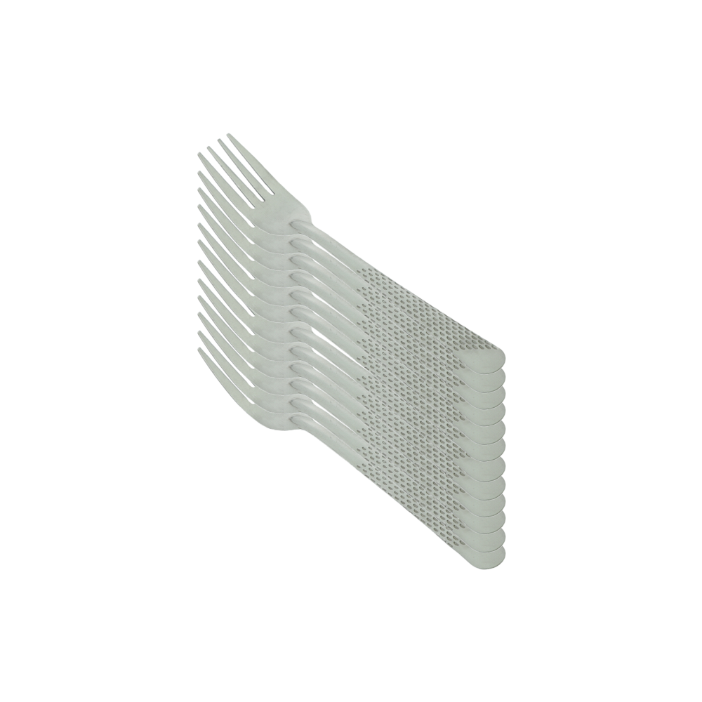 طقم ملاعق شوك استيل فضي - 12 حبة