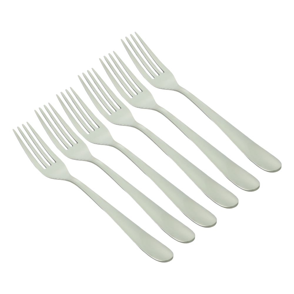 طقم ملاعق شوك استيل فضي متوسط - 6 حبات