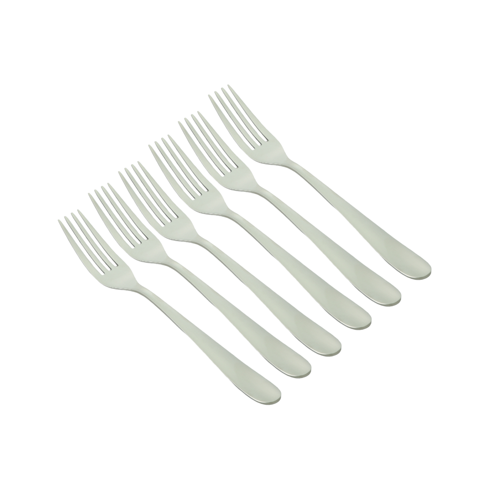 طقم ملاعق شوك استيل فضي صغير - 6 حبات