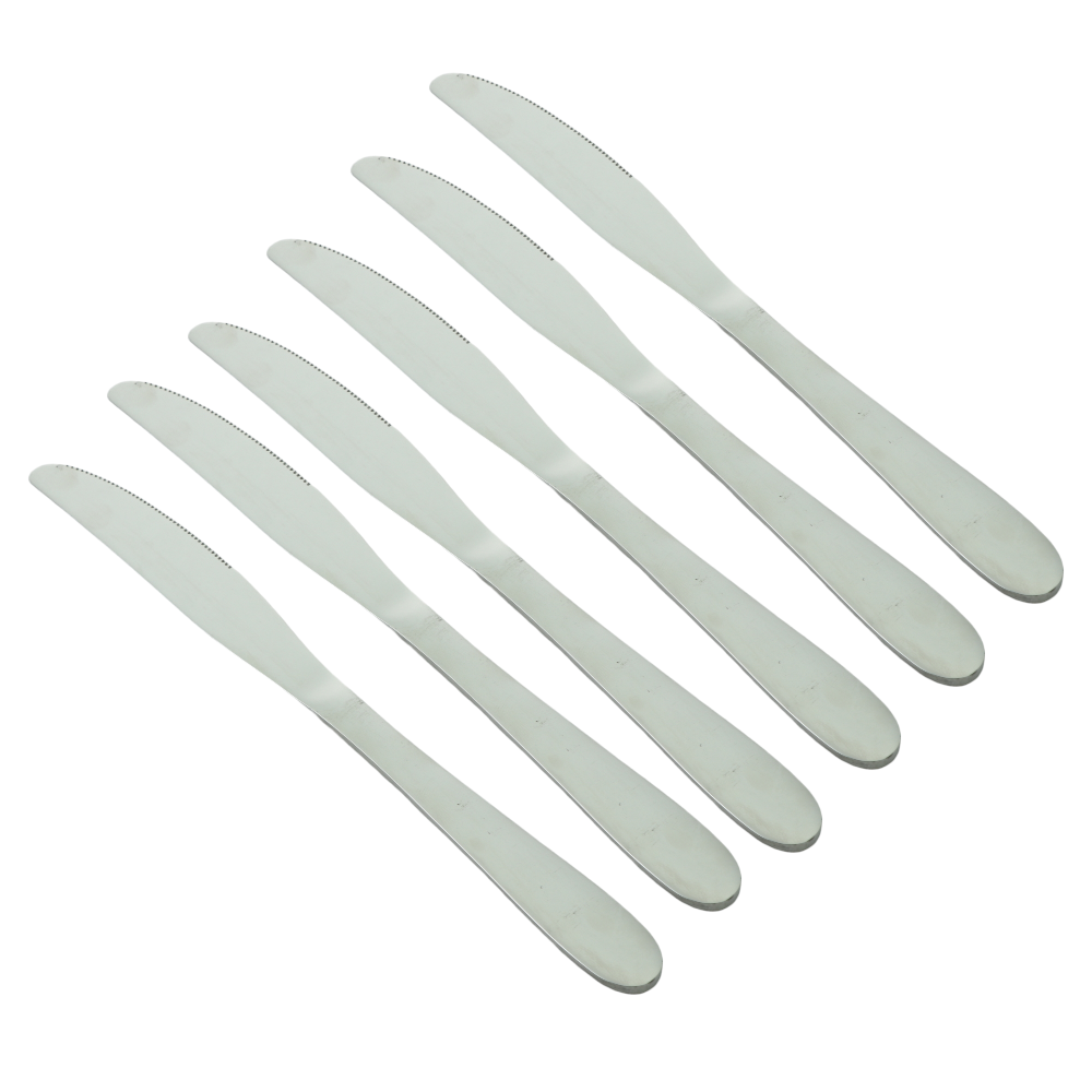 طقم سكاكين طعام استيل فضي متوسط - 6 قطع