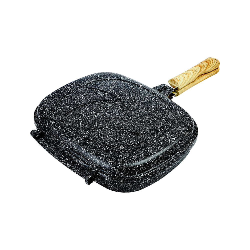 طاوة طبخ جريل بوجهين ومقبض عازل 29 سم *25سم 