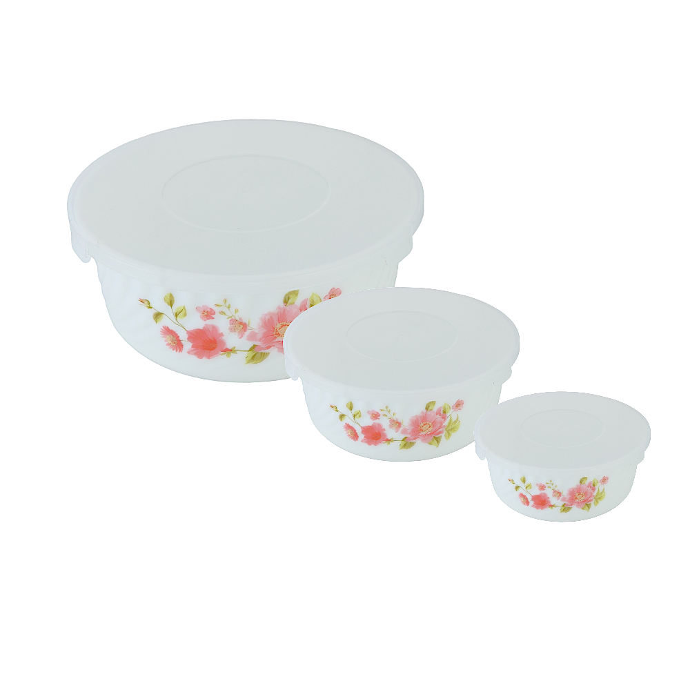 داني هوم طقم حافظات طعام سيراميك دائرية مع الغطاء - 3 قطع