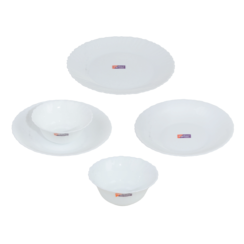 طقم صحون و مطايب سيراميك أبيض - 5 قطع