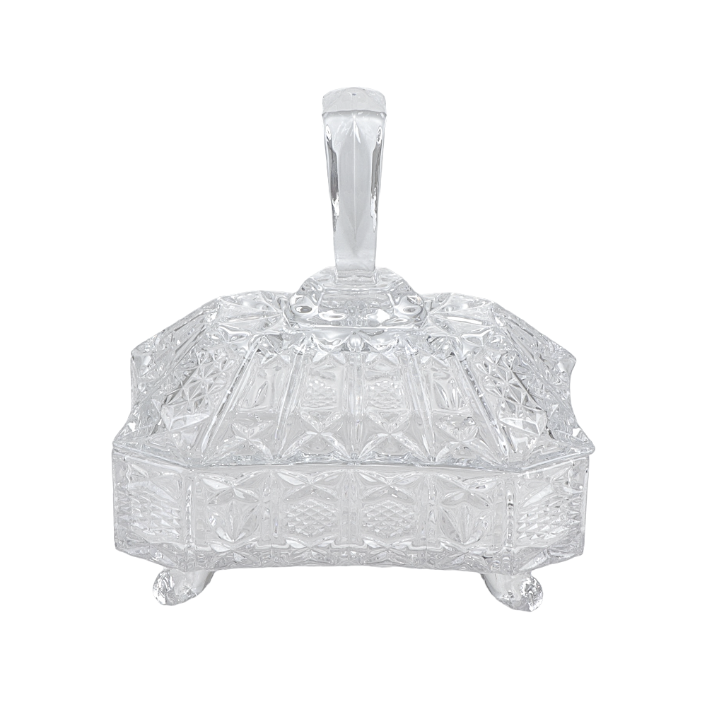 إناء حلوى زجاجي مربع بأسلوب عربي أنيق - 18 سم