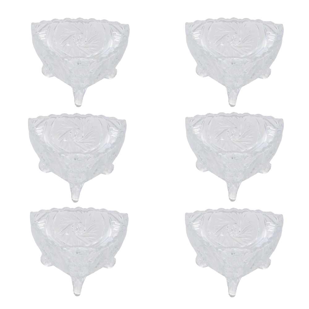 طقم صحون مكسرات مثلث منقوش 10 سم - 6 قطع