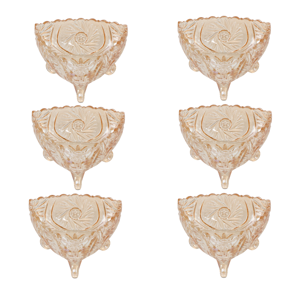 طقم صحون مكسرات مثلث منقوش ذهبي 10 سم - 6 قطع