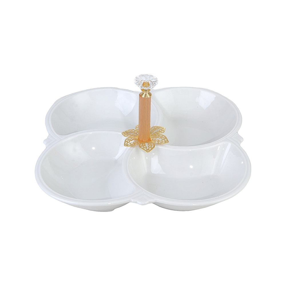 طبق تقديم حلويات سيراميك شكل وردة مع شيال