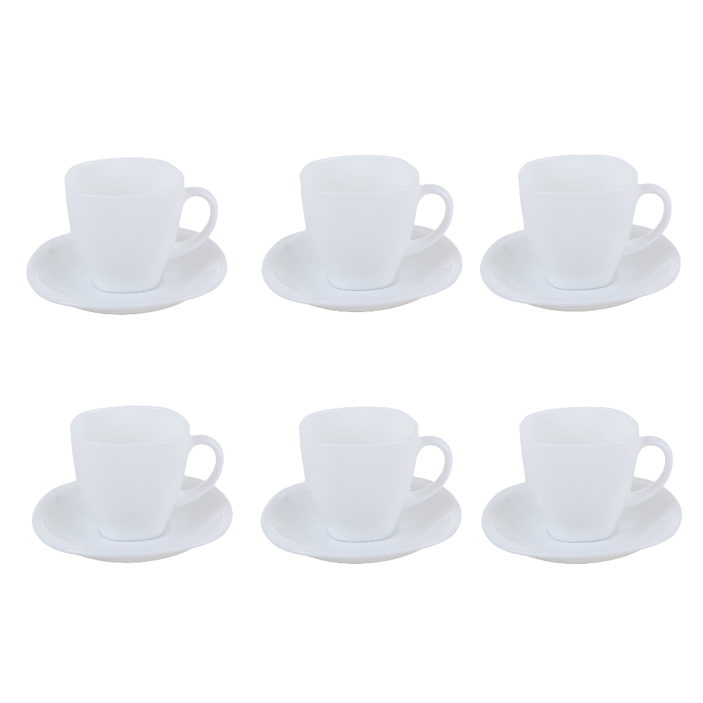 داني هوم طقم أكواب قهوة سيراميك مع السياسر - 12 قطعة أبيض