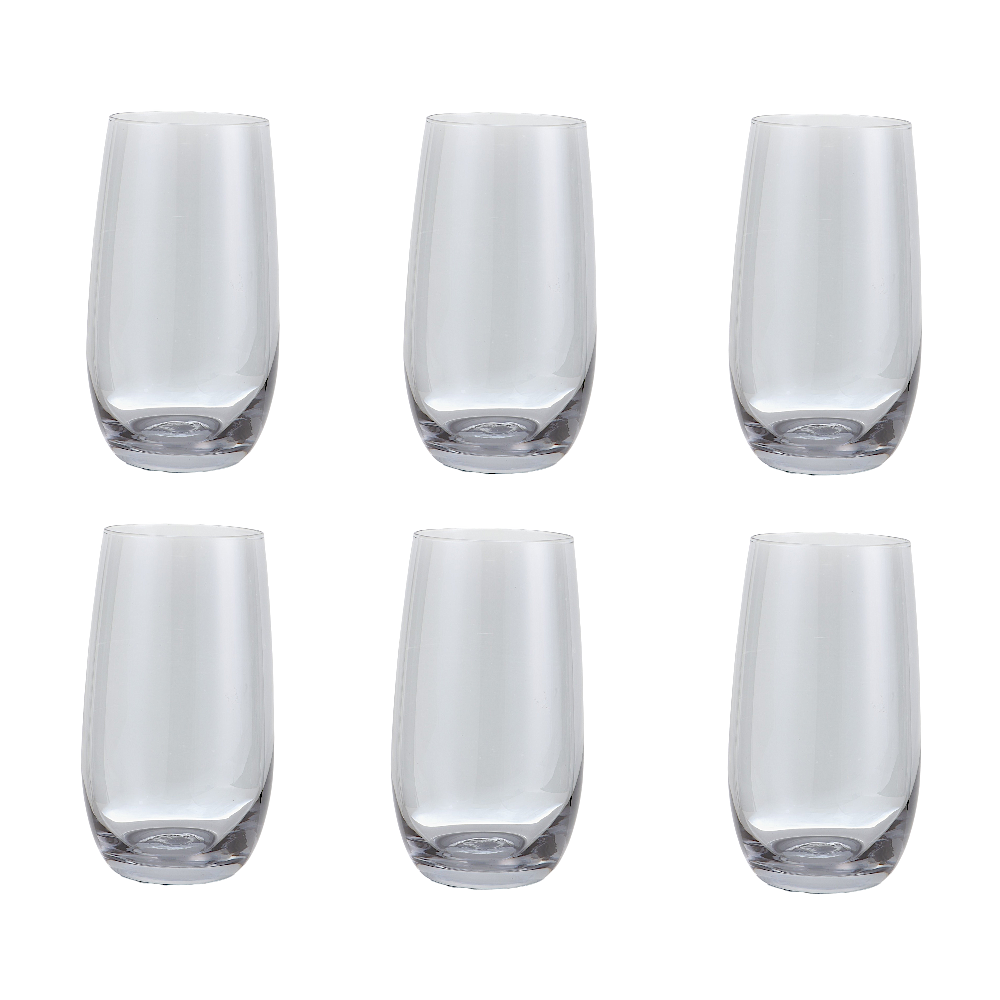 داني هوم طقم كاسات عصير زجاج شفافة بحواف ذهبية - رمادي 6 قطع