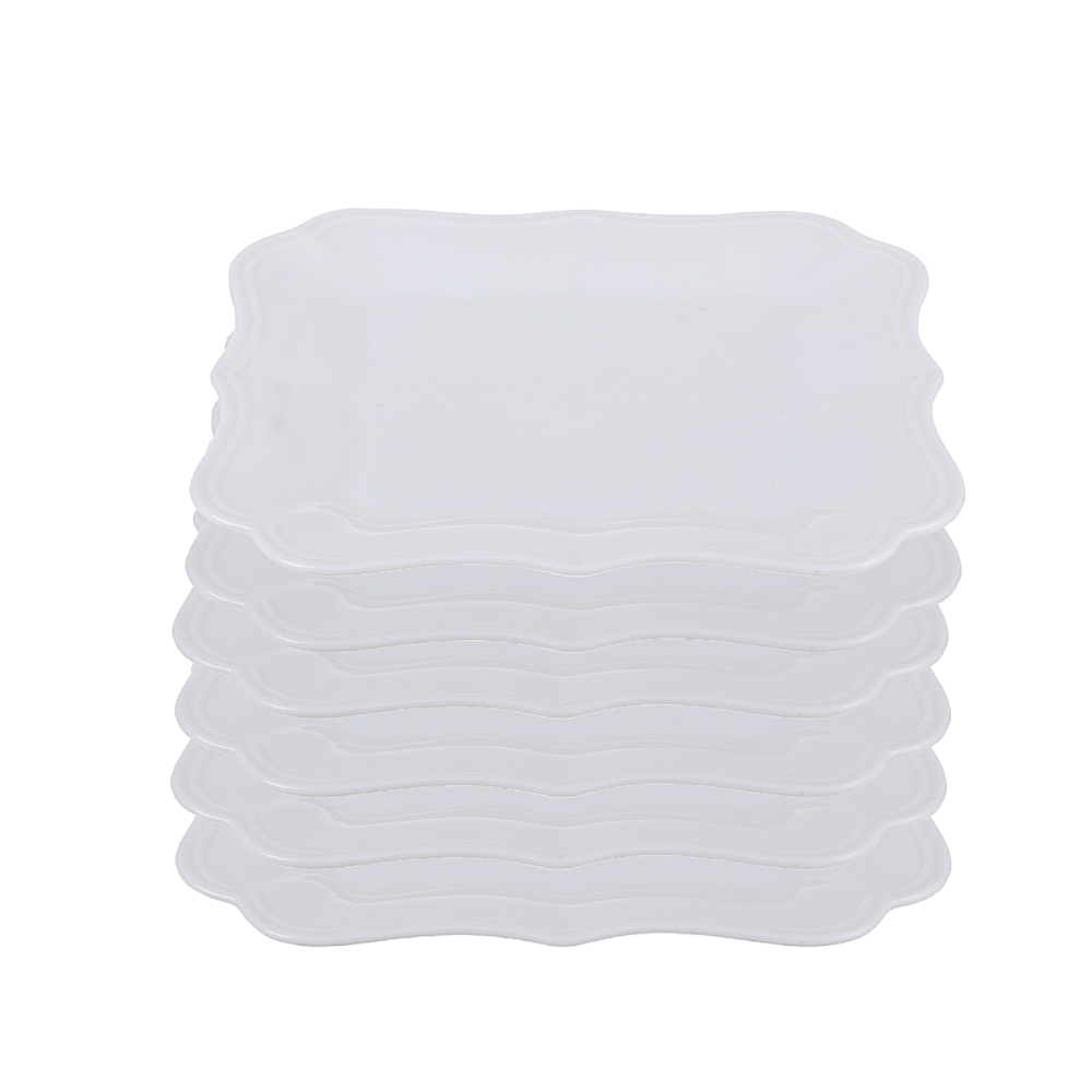 داني هوم طقم صحون بورسلان مربعات - 6 قطع أبيض