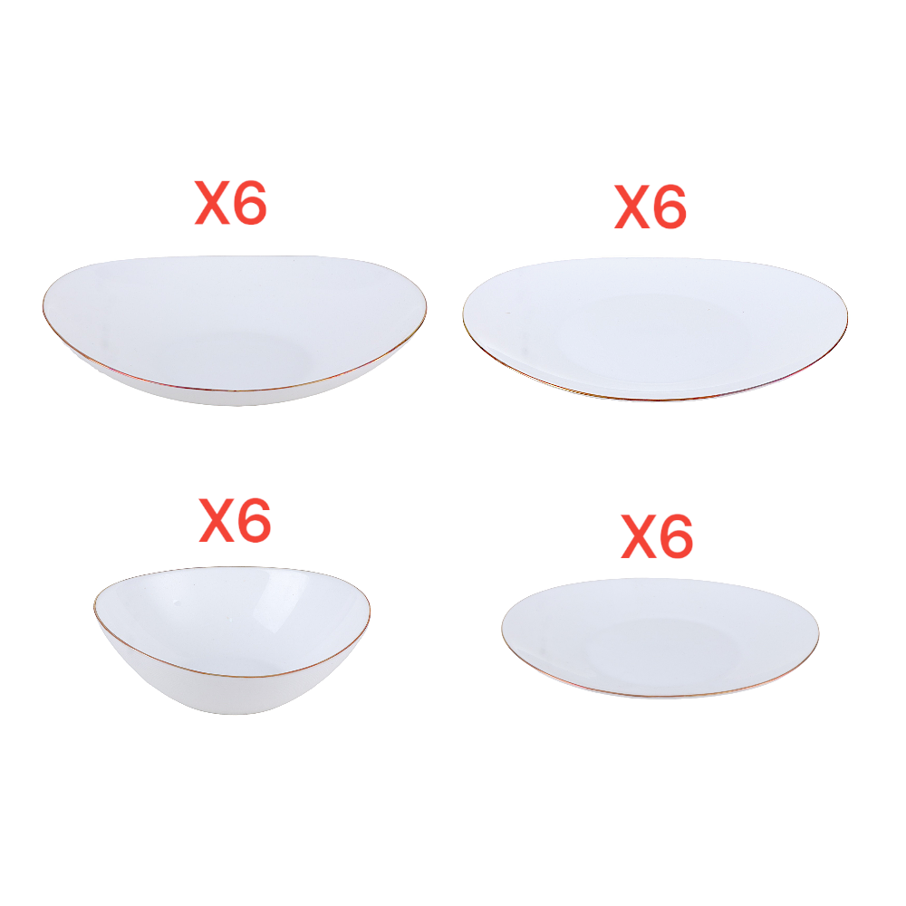 داني هوم مجموعة أواني طعام سيراميك - 24 قطعة أبيض