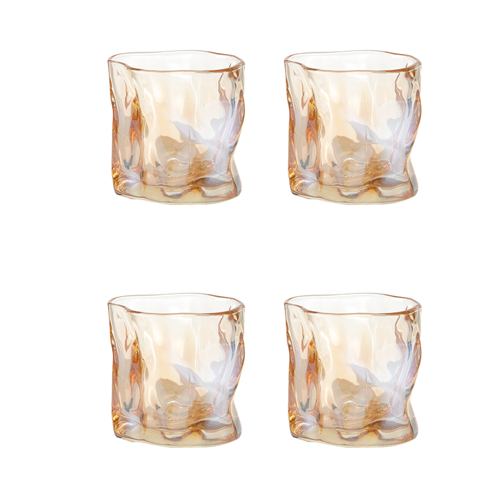 داني هوم طقم كاسات عصير زجاج كريستالية سعة 280 مل - 4 قطع ذهبي