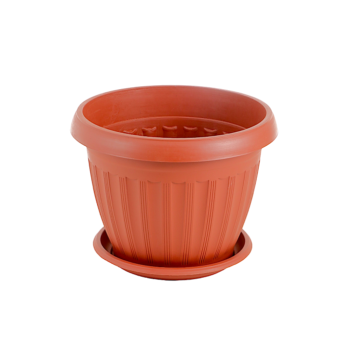 أصيص نباتات بلاستيك دائري صغير سعة 1.5 لتر - بني