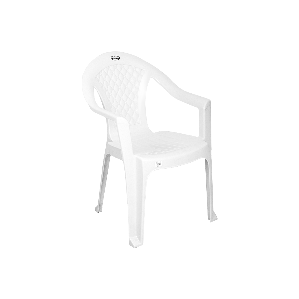 بريما كرسي جلوس بلاستيك بمسند ذراعين - أبيض 