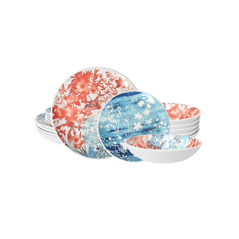 داني هوم مجموعة أواني طعام سيراميك - 18 قطعة متعدد الألوان