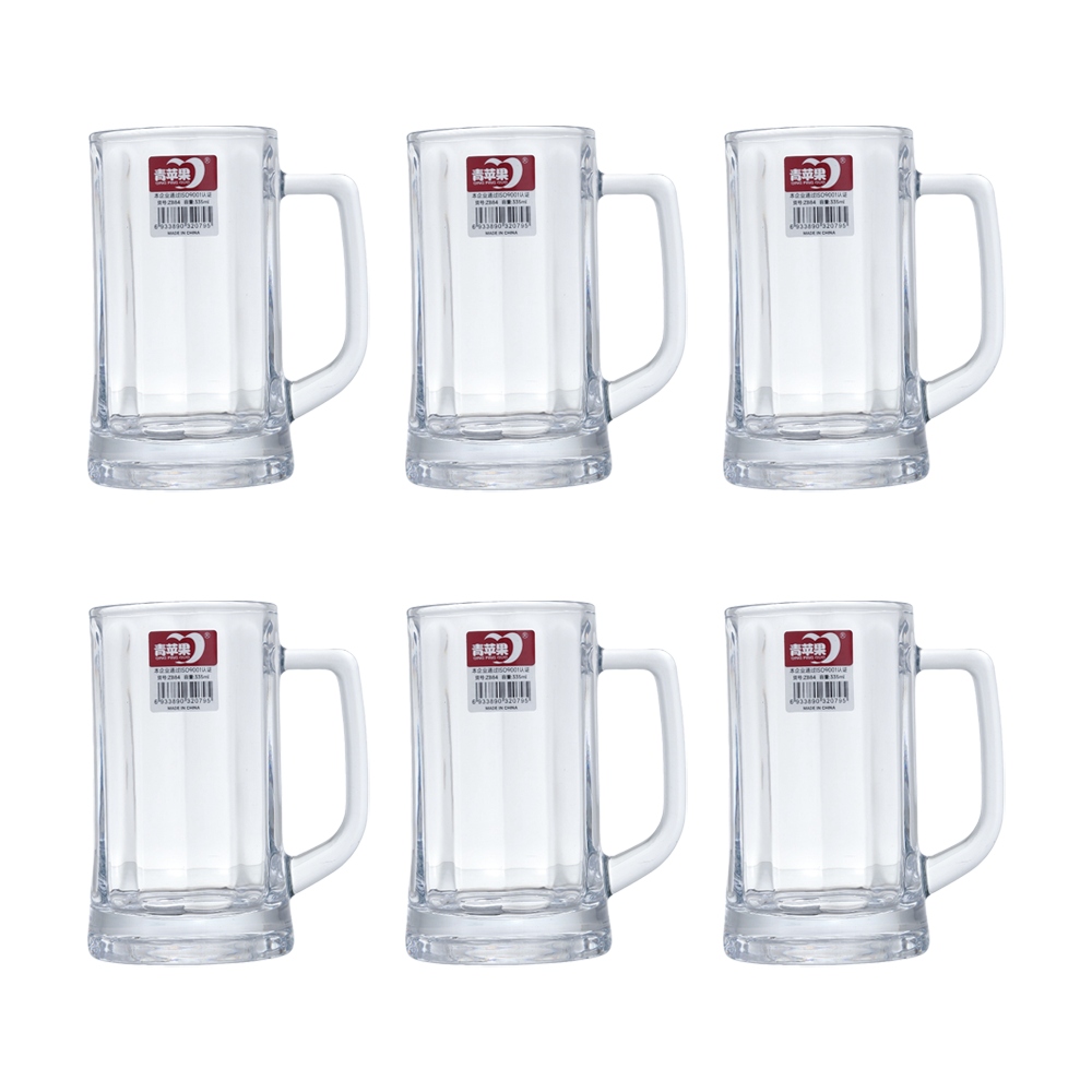 أورجانيتد فروم لوف طقم كاسات مشروبات زجاجية متينة سعة 335 مل مع مقابض جانبية  - 6 قطع 