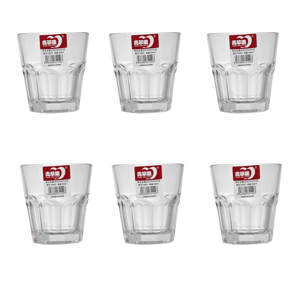 جرين آبل طقم كاسات شاي زجاجية شفافة سعة 150 مل -  6 قطع 