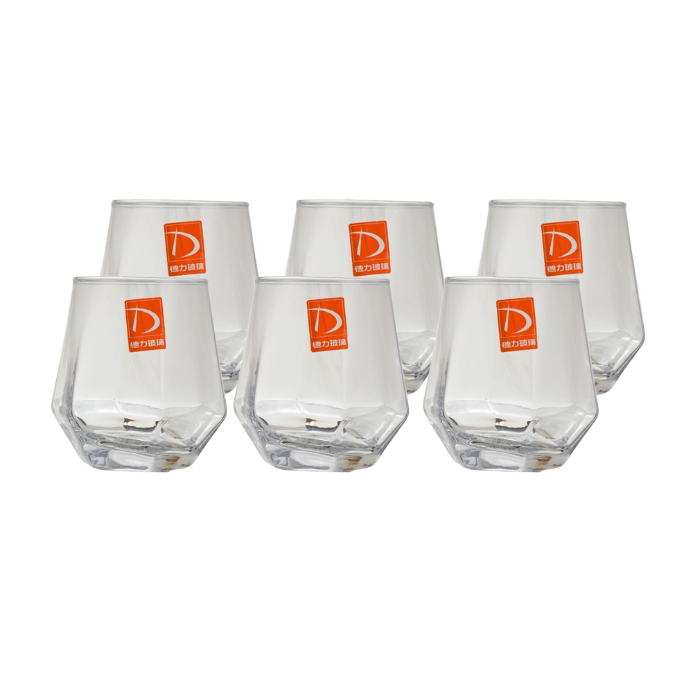 طقم كاسات عصير زجاجية شكل كريستالي  سعة 310 مل -  6 قطع   