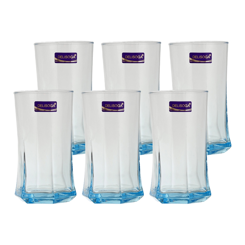 ديلسوجا طقم كاسات عصير زجاج سداسية طويلة - 6 قطع 