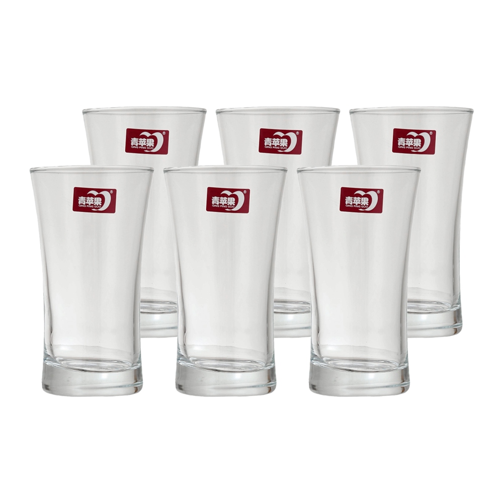 طقم كاسات عصير زجاج أسطوانية سعة  280 مل - 6 قطع 