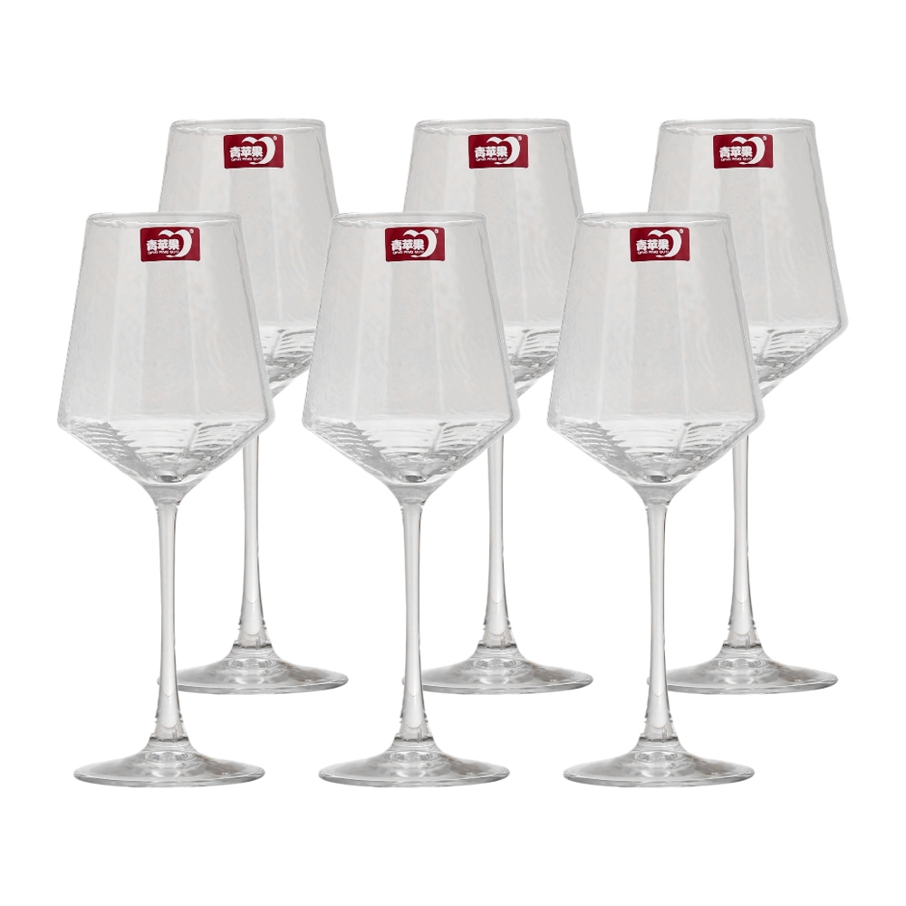  طقم كاسات عصير زجاج كريستالية بقاعدة طويلة سعة 430 مل  - 6 قطع 